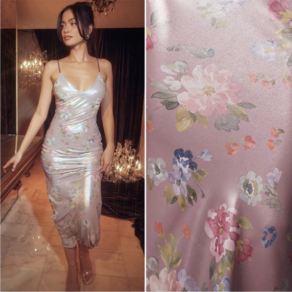 NEW House of CB Aria Floral Maxi Dress Mauve Large+ (XL) - Picture 1 of 17